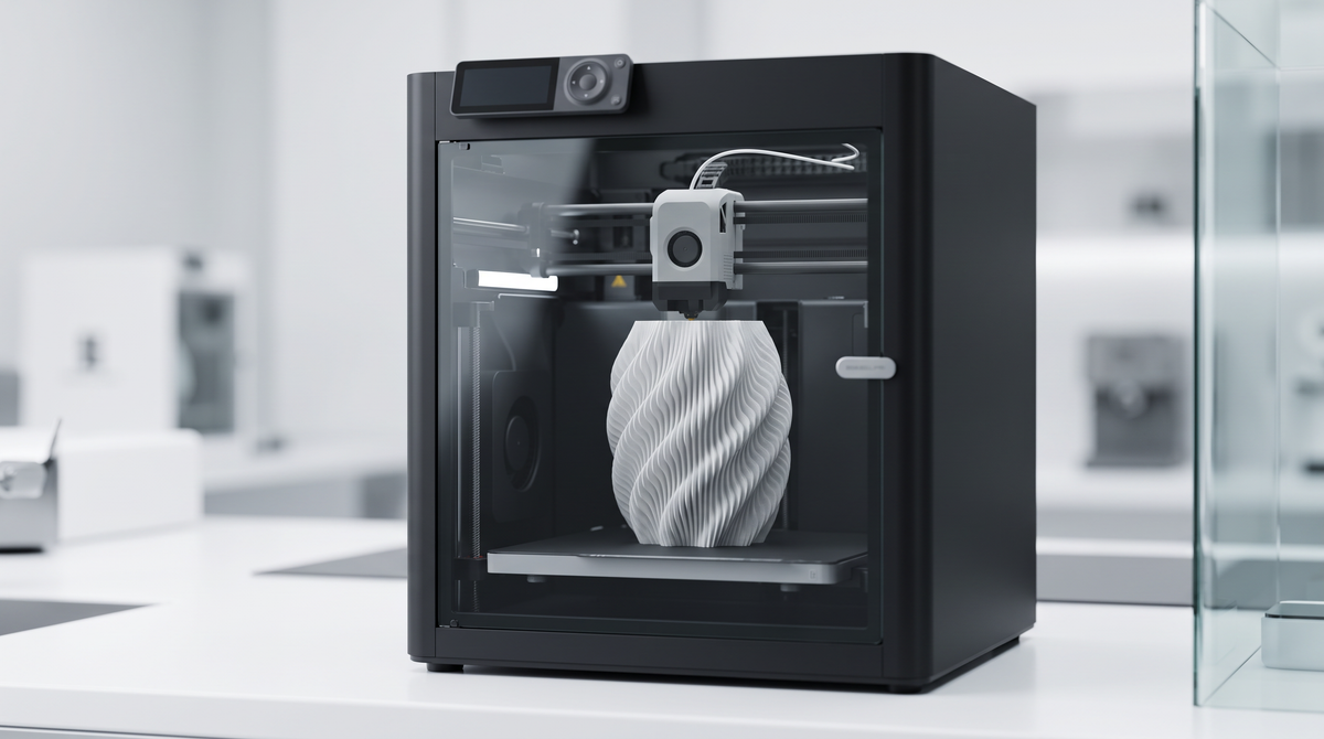 3D-Drucker fertigt eine LAYRS SWAY Vase Schicht für Schicht – auf Bestellung gedruckt